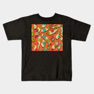 Vintage Feathers (orange) Kids T-Shirt